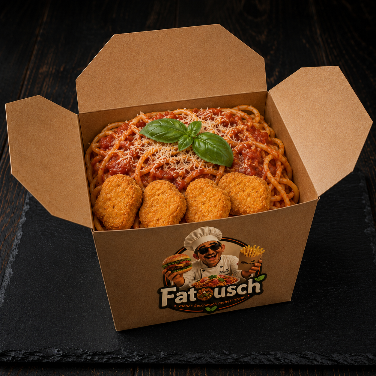 SPAGHETTI-BOX MIT NUGGETS